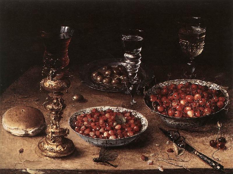BEERT, Osias Still-Life with Cherries and Strawberries in China Bowls Sweden oil painting art